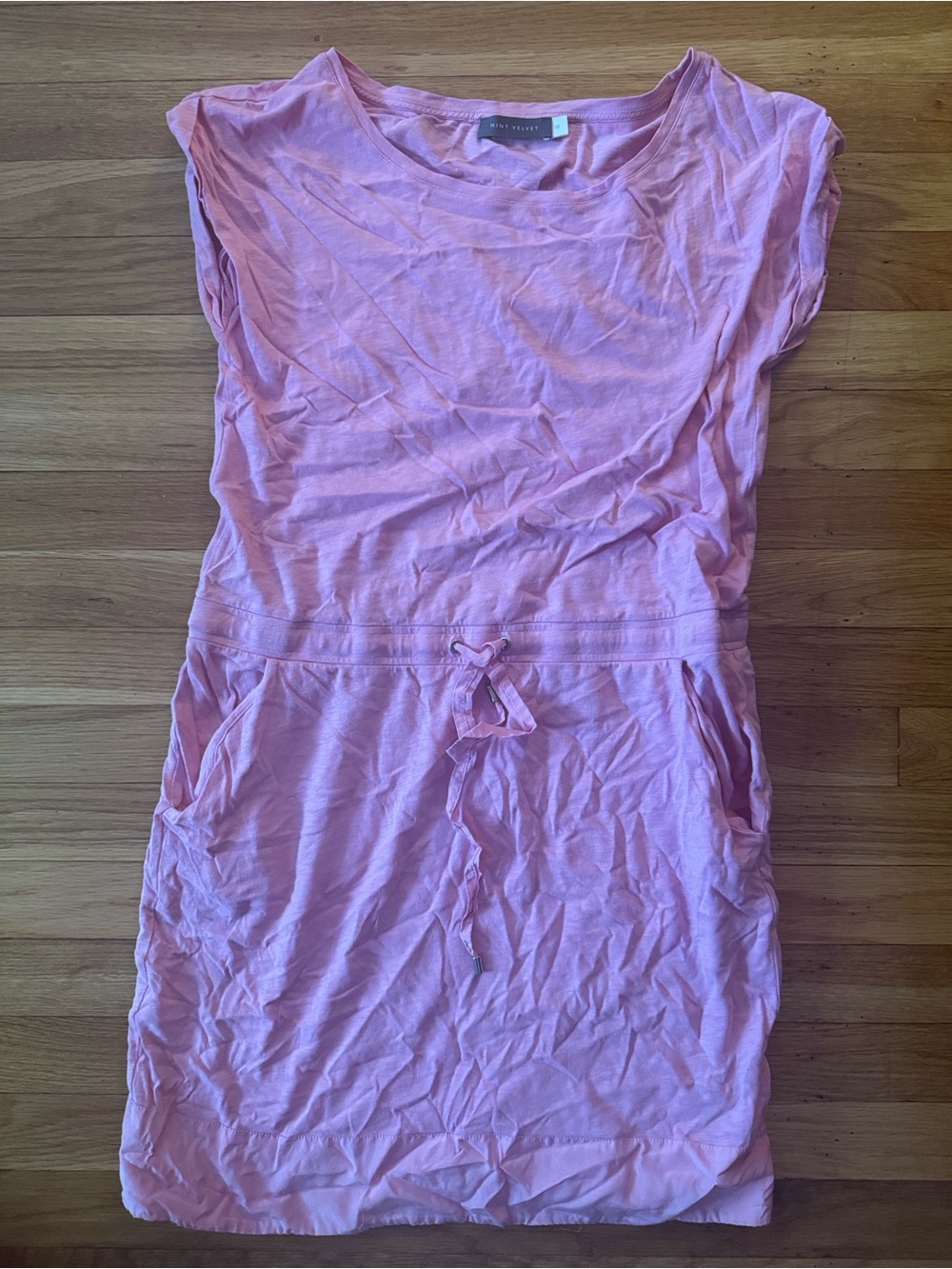 Casual Pink Drawstring Waist Women's Dress